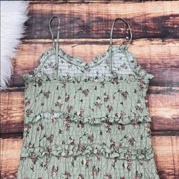 Sage Green Floral Banded Summer Sun Dress - Picture 5 of 7